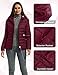 wantdo Women's Puffer Jacket Casual Winter Coat Packable Down Lightweight Insulated Hooded Short Puff Outerwear Wine Red Medium
