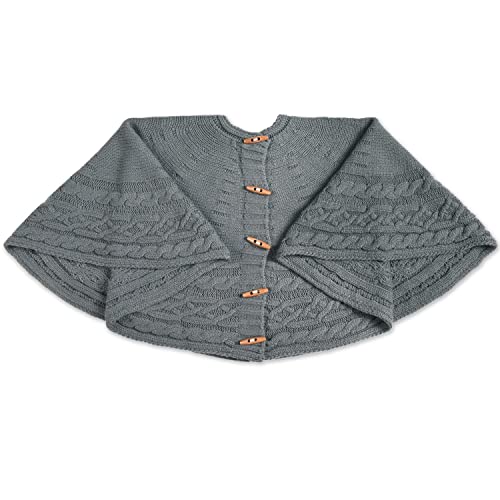 48-Inch Knitted Christmas Tree Skirt Round With Wooden Toggle Buttons (Ash Grey) #TOP6
