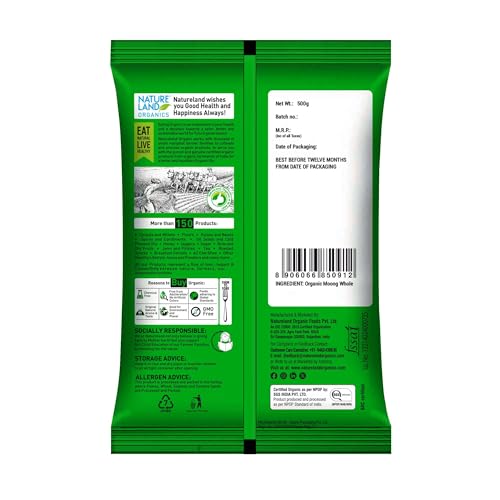Image of Natureland Organics Moong Chilka /Split 500 Gm - Organic Healthy Pulses (Pack of 3)