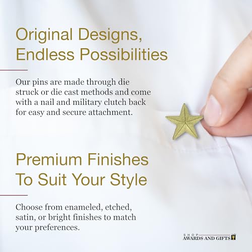 Image of SHOP AWARDS AND GIFTS Gold Chenille Lapel Pins for Student Recognition in Academics and Sports, Large Star, 7 /8 Inch, Pack of 20