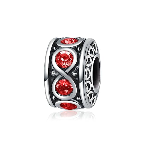 Abalorio de cristal de corazón de plata para pulseras Pandora de mujer