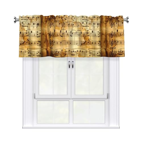 Poadnly Notas Musicales,Cenefas para Cortinas de Ventana, Cenefa para Cortina de Sala de Estar de 54 x 18 Pulgadas