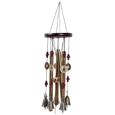 BDHRKTE Wooden Antique Copper Wind Chime, Metal Multi-Tube Rust-Proof Wind Chime, Metal Garden Wind Chime, Copper Alloy Large Size Wealth and Prosperity Luck Hanging Ornaments
