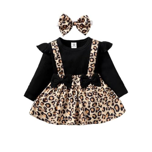Niren Enterprise Panther King Baby Girls Modal and KitKat Bow Surface Style Tiger Printed Black Color Short Sleeve Baby Girl Frock (Panther King, 6-12)