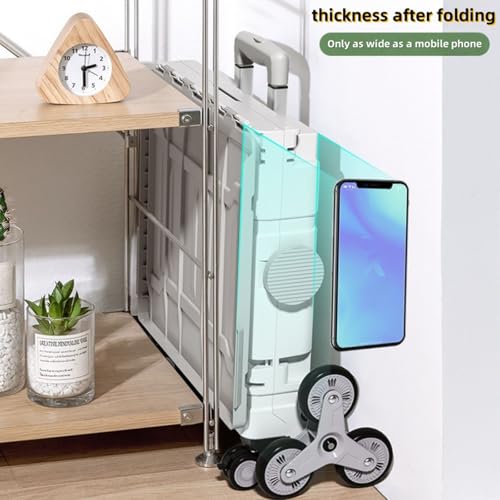 Tragbarer Einkaufstrolley mit Rädern - Allzweckwagen mit verstellbarem Teleskopgriff aus Aluminium - Leichter Kofferraumwagen für einfachen Transport - Schwarz – Bild 4