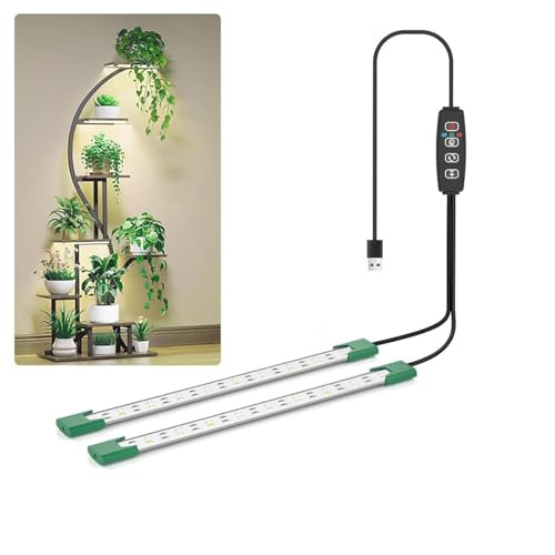 KYUQY LED Grow Light Strip for Indoor Plants, Full Spectrum Dimmable Plant Growing Lamp Bars with Auto ON/Off Timer, 40 LEDs, 4 Dimmable Levels for Indoor Greenhouse, Sunlight