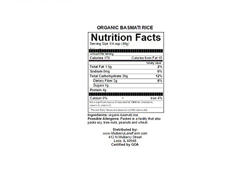 Basmati Rice 5 Pounds Brown, Aromatic Long Grain, Usda Certified Organic, Non-Gmo Bulk, Mulberry Lane Farms #TOP4