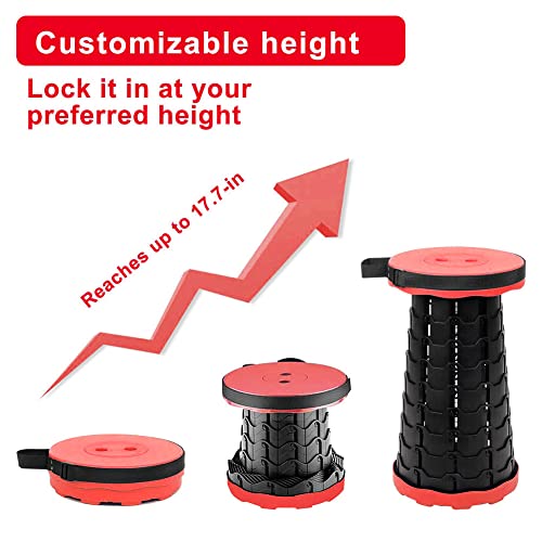 Image of VOLIXOD Foldable Telescoping Stool Portable, Retractable Stool for Adults, Upgraded Collapsible Folding Seats with Load Capacity 550lbs, Camping Stools for Adults