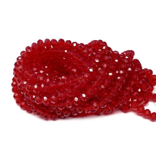 Image of 6mm Red Rondelle Glass Beads for Jewelry Making 720pcs Faceted Briolette Shape Crytal Spacer Beads Assortments Supplies Accessories for Bracelet Necklace for Wholesale
