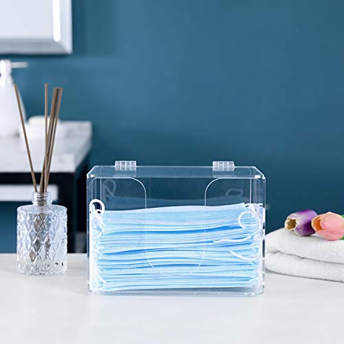 Mygift Premium Clear Acrylic Face Mask Dispenser With Lid, Personal Face Mask Storage Box #TOP2