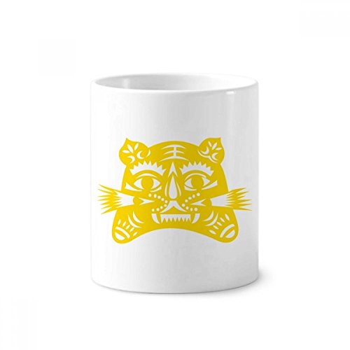 Cadeau Zodiaque Tigre tasse en céramique blanche 350ml pour brosses à dents ou crayons de bureau