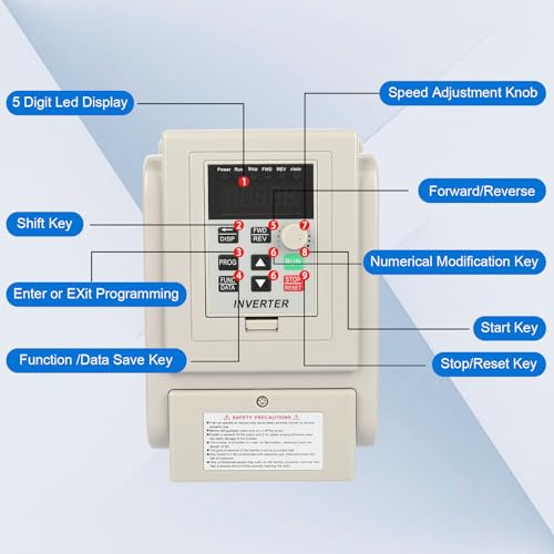 Variable Frequency Drive, 220V 50/60Hz 4KW VFD Inverter Converter, VFD Inverter Frequency Converter for Motor Speed Control, Single-Phase Input, 3 Phase Output