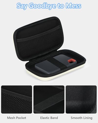 Image of Off White Small Hard Carrying Case, Portable Tech Organizer Pouch