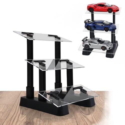 liwupro 3 Tier Car Model Display Stand, Angled Racing Car Display Case for 1/24 Scale Diecast...