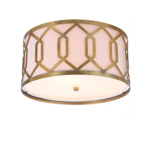 JONATHAN Y 12.5" Brass Gold LED Flush Mount Ceiling Light,