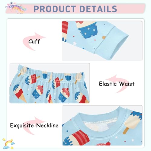 Ice Cream Pajamas Long Sleeve Sleepwear 2-Piece Pajama Set4