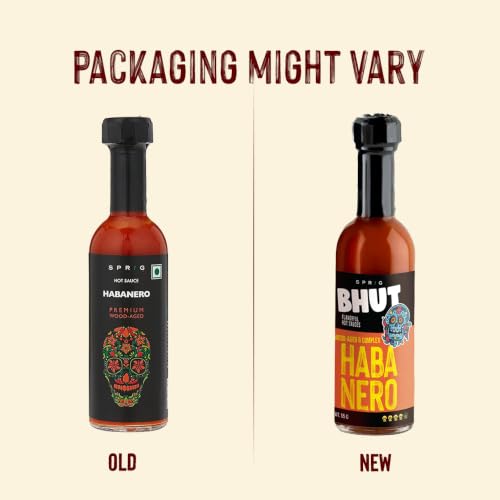 Image of Sprig Habanero Premium Wood-Aged Hot Sauce 55g | Expensive But Authentic | Taste of Habanero Chilies | Use as condiment, marinade or dip | No preservatives or additives | Vegan| For veg and non-veg cuisine | Use with Pizza, Chicken Wings, Salads & Snacks