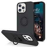 BENTOBEN Compatible with iPhone 13 Pro Case, Slim Silicone Soft Rubber with 360° Ring Holder Kickstand Magnetic Car Mount Supported Protective Cute Cases Cover for iPhone 13 Pro 5G 6.1' (2021), Black