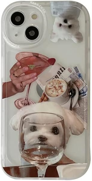 Funda estética para teléfono para mujer, compatible con iPhone 14 Pro Max Y2K accesorios (perro 2, iPhone 13ProMax)