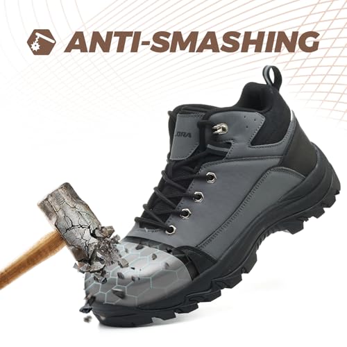 Image of Waterproof Steel Toe Boots for Men Wide Width Non Slip Work Shoes Slip Resistant Safety Toe Sneakers Indestructible Construction Composite Toe Shoe Puncture Proof Footwear