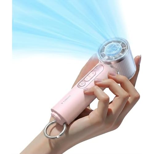 TORRAS COOLiFY iva Handheld Fan with Ice Cooler, [Chill by 50F] 0-100 Speed, Super Mini Powerful Portable Fan, 4900mAh Rechargeable Hand Held, Travel Essentials, Gift for Dad Husband, Pink