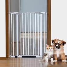 Houseables Cat Gate for Doorway, Tall Cat Gate, Kitty Fence, Barrier, Extra Tall, Pets, Hallway, Door, Climb Proof, Safety, Indoor, Dog, White, 51 High, 30 - 41 Inches Wide, No Drilling