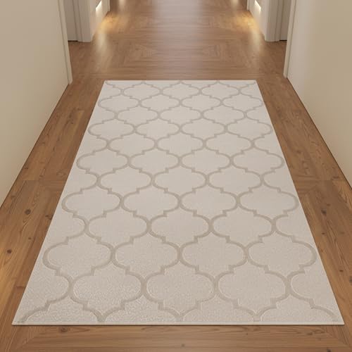 Teppich-Traum Tappeto per Camera da Letto | adatto agli allergici | motivo marocchino beige Dimensione 80x150 cm