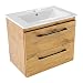 Produktbild paplinskimoebel badezimmermöbel GIRONA60 Set unterschrank + waschbecken, badschrank Einbau-Waschbecken aus Keramik, 60 x 39 x 55 cm, hängeschrank mit Soft-Close-System (Eichenoptik-Keramik)
