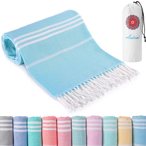 Antfuny Turkish Beach Towel, Table Runner Boho Rustic, Quick Dry, Sand Free, Extra Large Bath Towel, Lightweight for Adult Pool, Beach, Travel, Sandproof, Cute Compact Men Women Birthday Gifts by Antfuny - Used condition - US$10.87