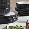 Christian Siriano Laro 12-Piece Stoneware Dinnerware Set, Plates and Bowls Set, Microwave and Dishwasher Safe, Dish Set for 4, Black