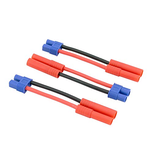 Kit de 3 câbles HXT 4mm vers EC3 femelle 14 AWG de 5 cm pour alimenter vos modèles réduits RC