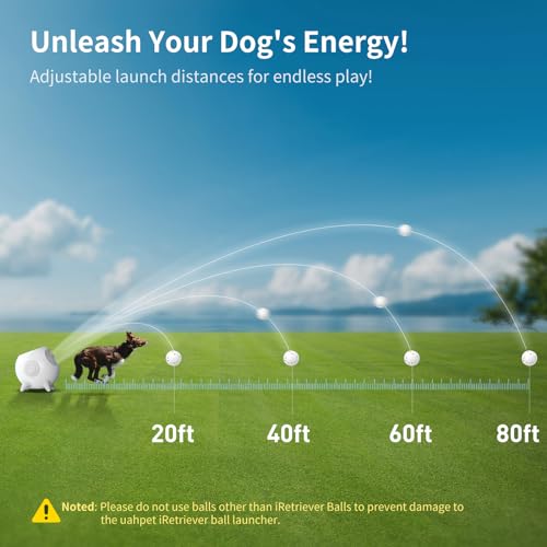uahpet iRetriever Dog Ball Launcher with 4Pcs Balls, Automatic Obstacle Avoidance Dog Ball Launcher Suitable for Medium & Large Dogs