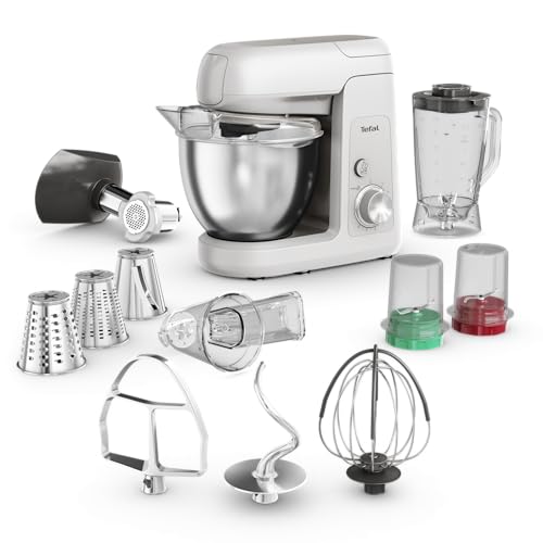 Tefal Bake Partner, robot de cocina, potente batidora de pie de 1100 W, rendimiento duradero, juego de accesorios BakeGood, QB525B38