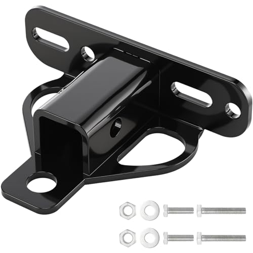 Duraaamo Zero Turn Lawn Mower Hitch with 1-1/4 Receiver 6mm Thicker Heavy Duty Steel Trailer Receiver, 1-1/4 Mower Hitch Versatile Chain Slot with Carriage Bolt Hardware Accessories (Black)