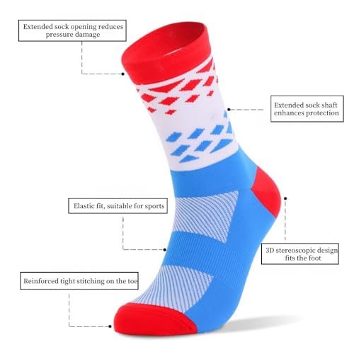 Running Socks,Crew Length Breathable and Cushioned Bike Cycling Athletic Socks for Men & Women,Unisex,3-Pack3