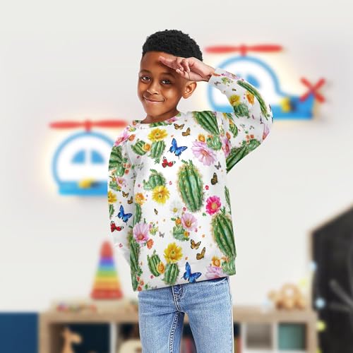 JUNZAN Safari Cactus White Kids Girls Hooded Sweatshirt Fleece Sweatshirt With Hoodie Athletic 4T4