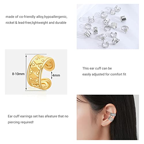 Miss Jq 64 Pcs Ear Cuffs Set For Women & Men - Non-Piercing, Helix Cartilage Clip-On Wrap Earrings In Gold,Silver,Rose Gold And Black Ear Cuff - Fake Earrings Cartilage And Cuff Earrings For Ear Piercing Or Non-Pierced Ears(A) #TOP3
