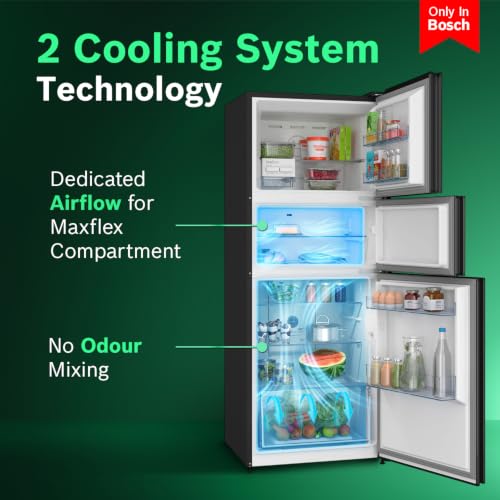 Image of Bosch 335L Max Flex,3 Star,8 in 1 Convertible,Vario Inverter,Frost Free Triple Door Refrigerator,Black Pearl (CMC36K23VI)Interactive Display|18 Hrs Cooling Retention|Adaptive UI|Vita-Fresh Technology