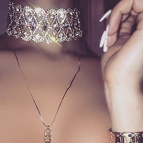 Sethain Boho Rhinestone Choker Necklace Gold Crystal Chain Short Necklaces Jewelry for Women and Girls