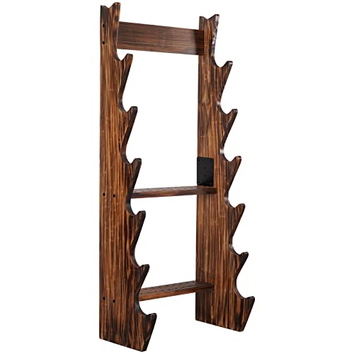 Aimdorarchery Bow Stand Bow Shelf For All Bows Pure Pine Wood Retro Design Best Choice For Bow Wall Decor Sturdy And Stable Bow Stand Can Hold 6 Bows 24 Arrows Storing Your Equipment Conveniently #TOP8