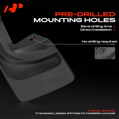 Image of A-Premium Mud Flaps Compatible with Jeep Wrangler 2023-2025, No Drilling Required Mud Guards with Hardware Accessories, Set of 4 Front and Rear