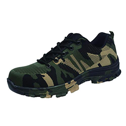 Calistouk - Zapatos de Acero indestructibles para soldar, aislantes, Trabajos de construcción, Hombres y Mujeres, Verde, 43
