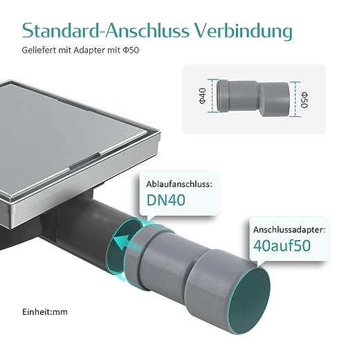 Caniveau de douche EMKE FD366BN à évacuation rapide en chrome 15cm