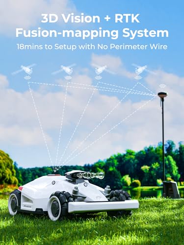 LUBA 2 AWD 5000 Robot Lawn Mower, Perimeter Wire Free Robotic Lawnmower for 1.25 Acres Lawn 80% Slope, Cut Height 1.0\"-2.7\", APP Control, Compatible with Alexa, All-Wheel Drive, Multi-Zone Management - Thumbnail 2