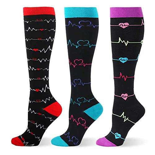 Campsnail Chaussettes de compression pour homme - 20-30 mm Hg - Chaussettes de compression - Chaussettes de compression - Pour le sport - 3/6 paires (3 paires-G,L-XL) Cover