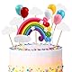 OSDUE Tortendeko Geburtstag, Macaron Kuchen Deko, Happy Birthday Tortendeko, Kuchen Topper Regenbogen, Happy Birthday, Wolke, Ballon für Kinder Mädchen Junge