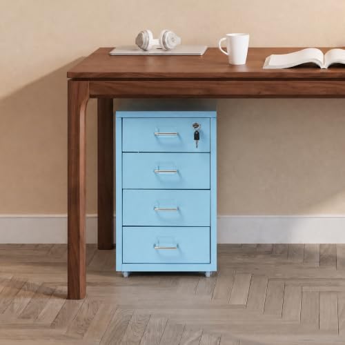 Image of 4 Drawer File Cabinet with Lock Steel Mobile Filing Cabinet for Office Home