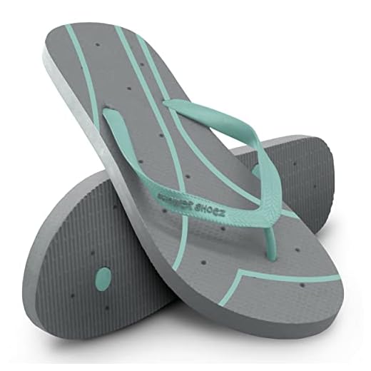 Shower Shoez Women's Non-Slip Pool Dorm Water Sandals Flip Flops (9-10, Grey/Aquamarine)