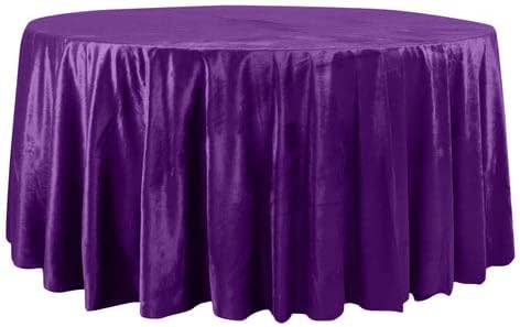 Miniatura 2 de Tableclothsfactory Mantel redondo de terciopelo de alta calidad de 120 pulgadas, lino reutilizable para bodas, fiestas, eventos