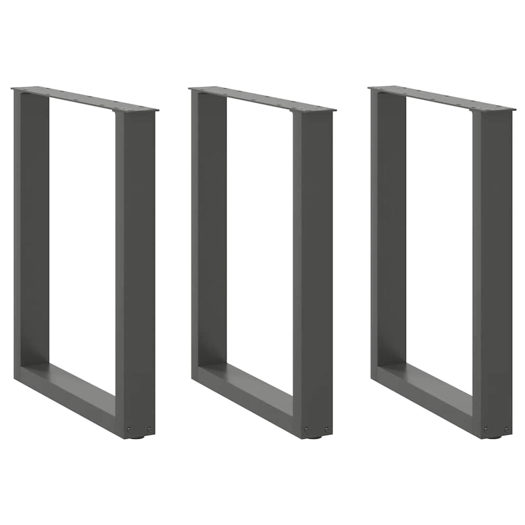SXZenSpace Dining Table Legs U Shaped 3 Pack Anthracite 70x72-73cm Powder-Coated Steel Adjustable Feet Modern Robust Desk Support for Kitchen Office Living Room